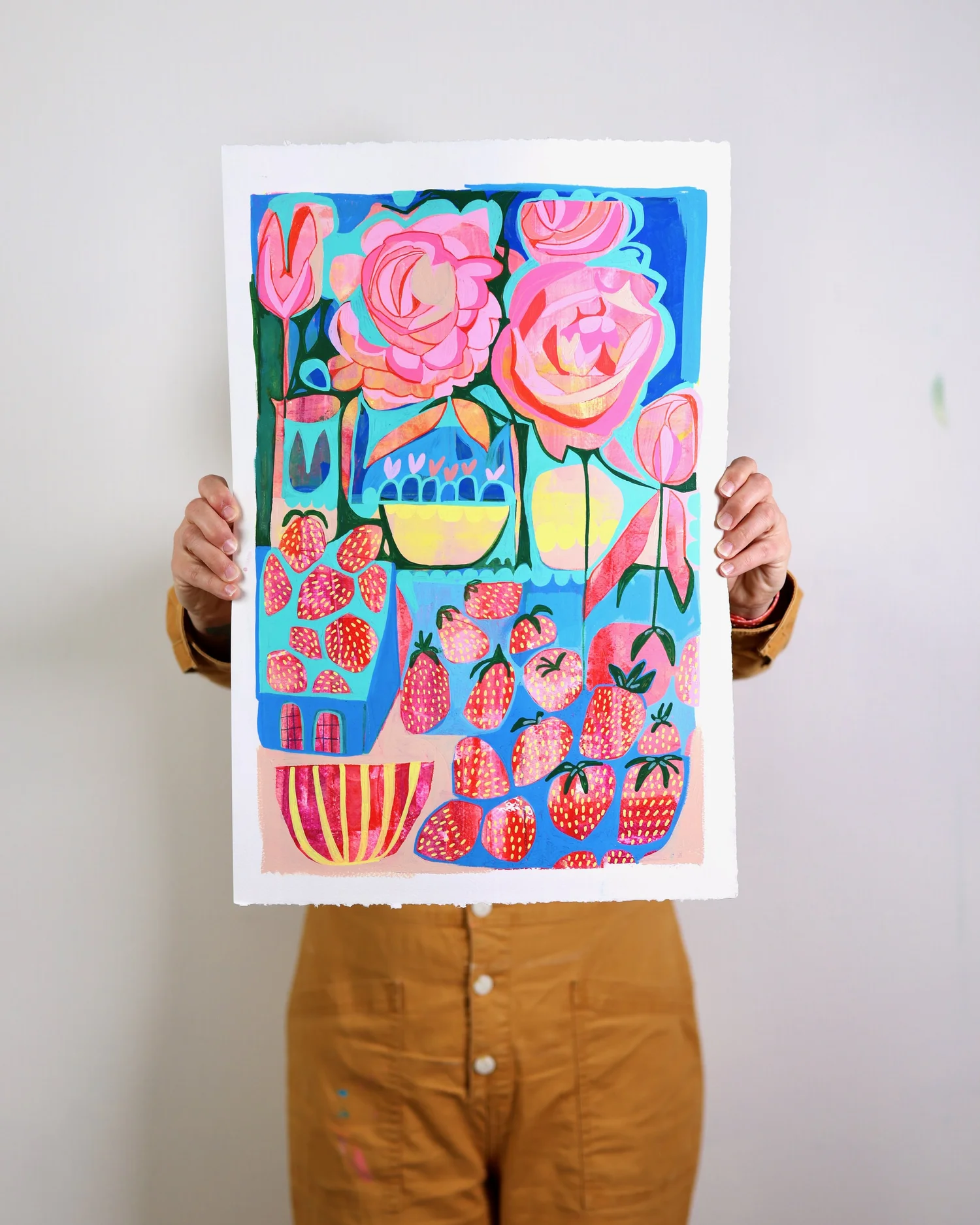 NEW Peonies & Strawberries (15x22 original) — abbypainterart